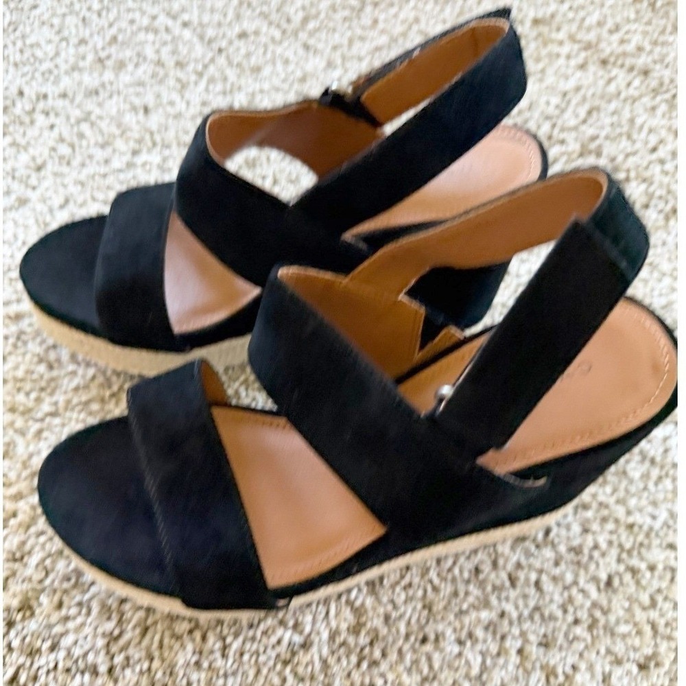 Caslon Jillien Black Suede Espadrille Wedge Sandals Womens Size 6 NEW Vacation - Picture 3 of 6